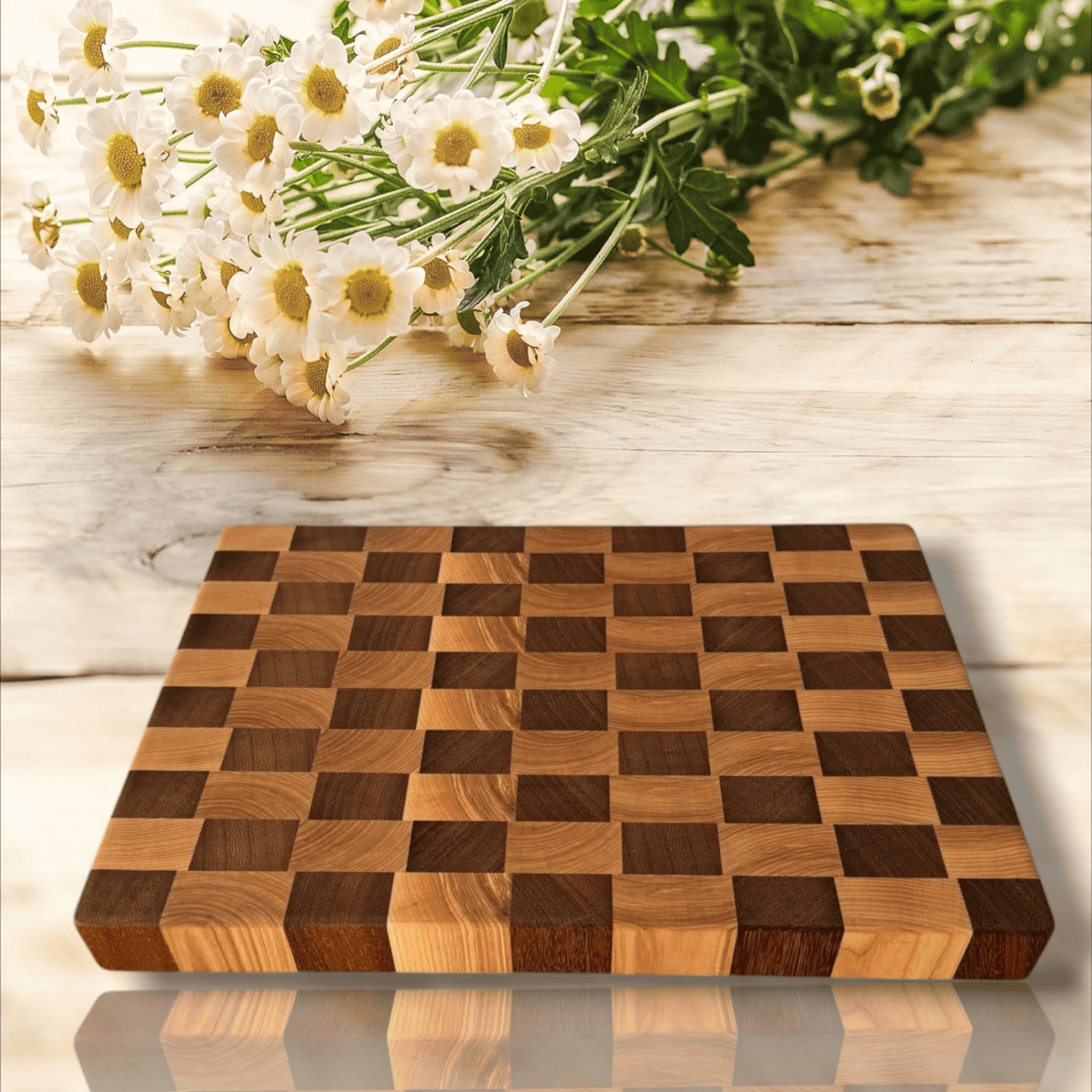 Endgrain Iroko-Ash Wood Cutting and Serving Board – Handmade | Aesthetics, Durability and Timeless Design