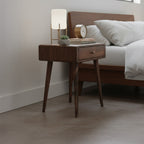 Beech Wood Single Drawer Nightstand, Natural Wood