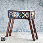 Mexican Tiled Wooden Flower Pot with Feet