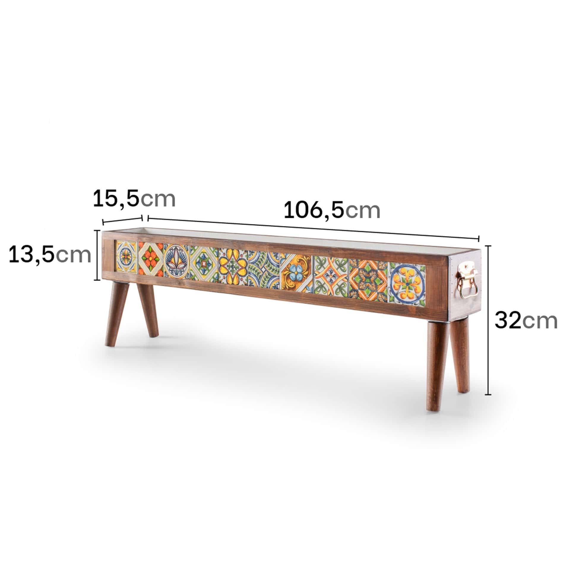 Handmade Standing 10 Tile Decorative Modern Wooden Rectangular Garden Balcony Flowerpot Planter Holder