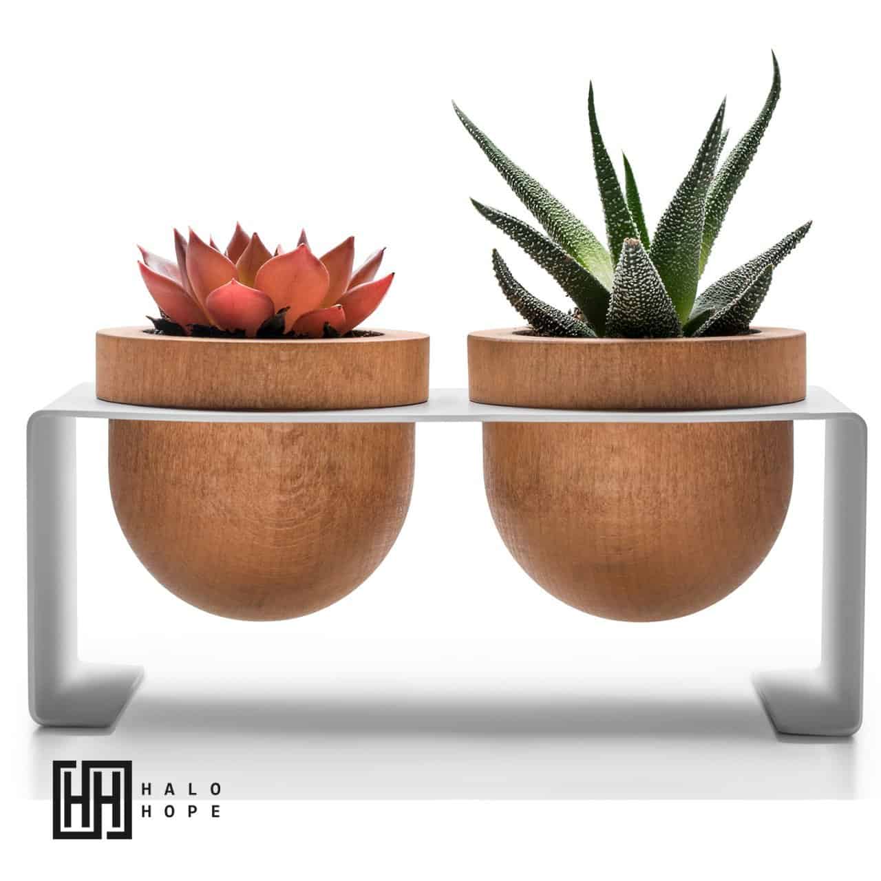 Dew White, Metal Stand Succulent Pot