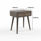 Beech Wood Single Drawer Nightstand, Natural Wood