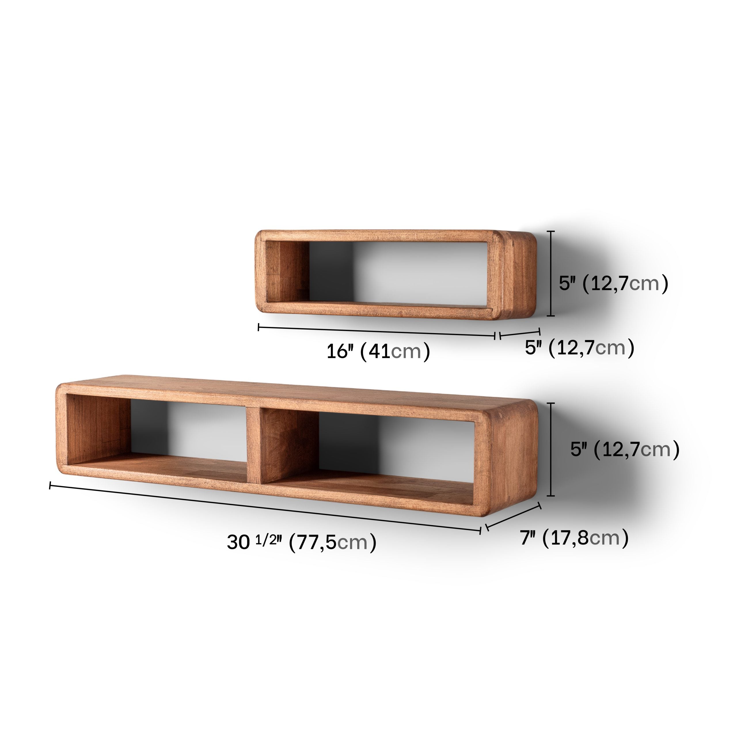 Wooden Decorative Box Shelf - Dark Brown