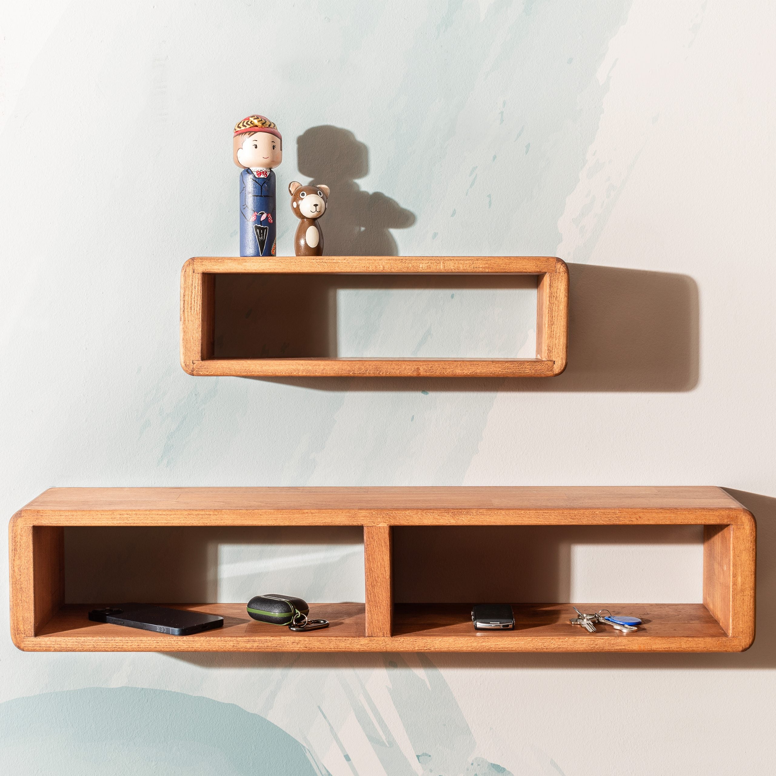 Wooden Decorative Box Shelf - Dark Brown