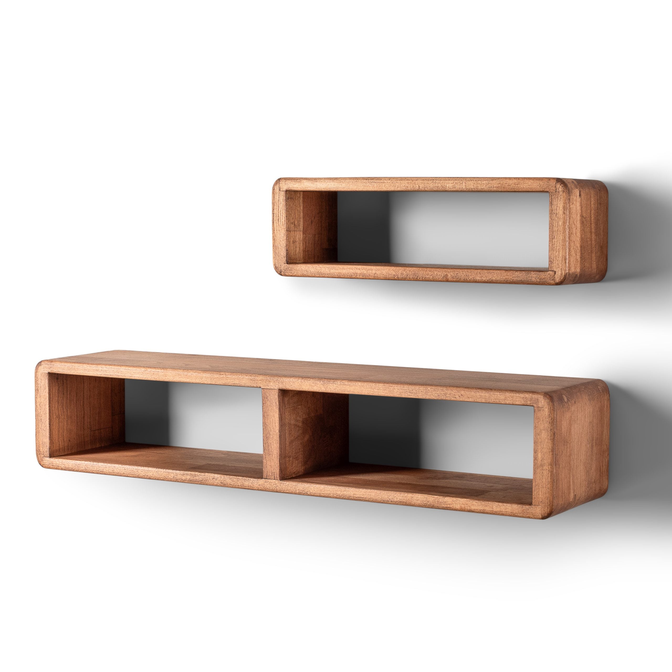 Wooden Decorative Box Shelf - Dark Brown