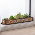 10 Handmade Mexican Tiled Wooden Flower Pots