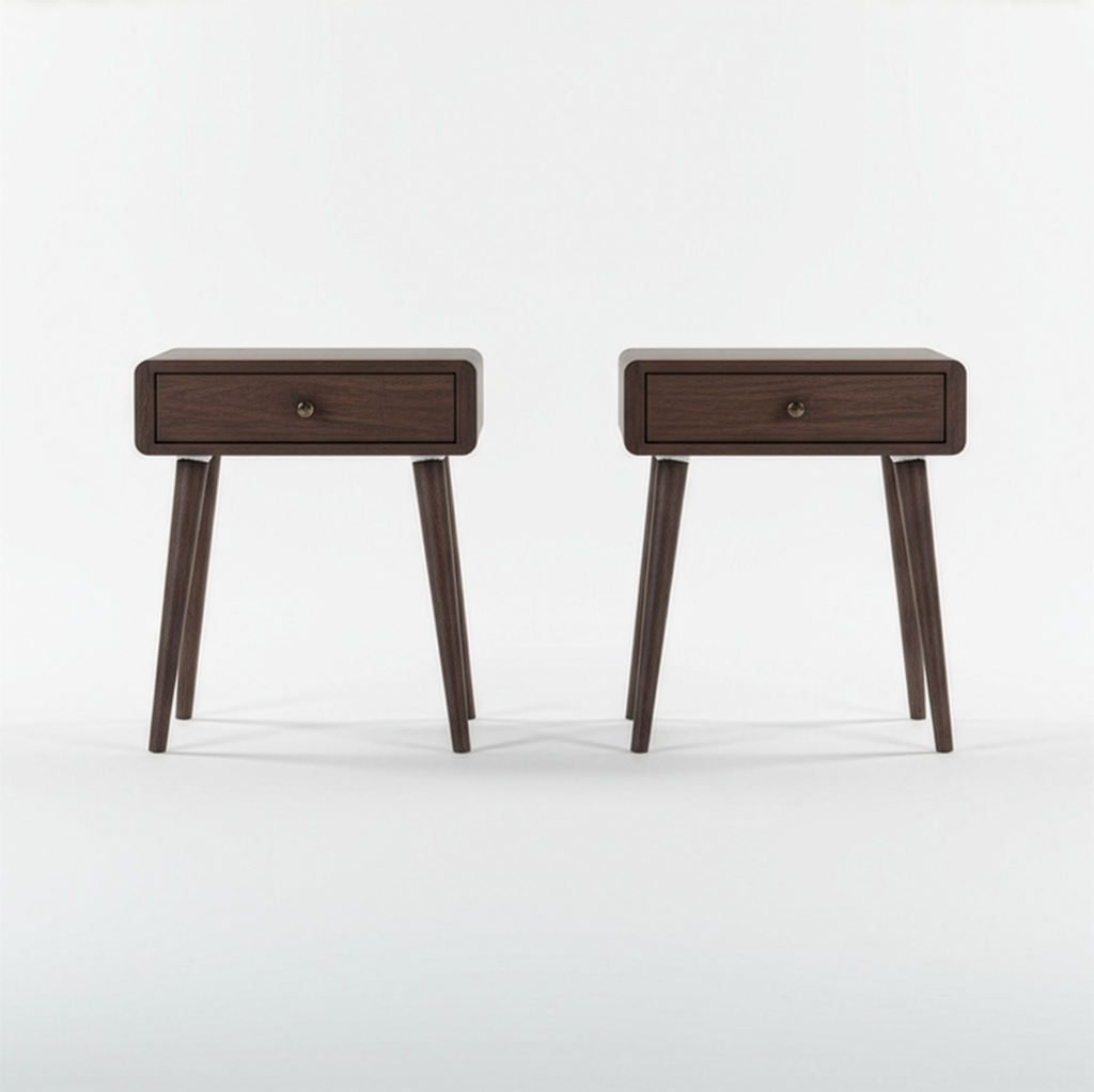 Beech Wood Single Drawer Nightstand, Natural Wood
