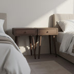 Beech Wood Single Drawer Nightstand, Natural Wood