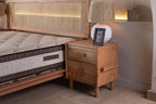 Oak Single Drawer and Cabinet Nightstand with Hazeran Cover Detail