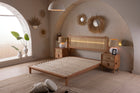 Wooden Bedstead and Hazeran Headboard, Oak