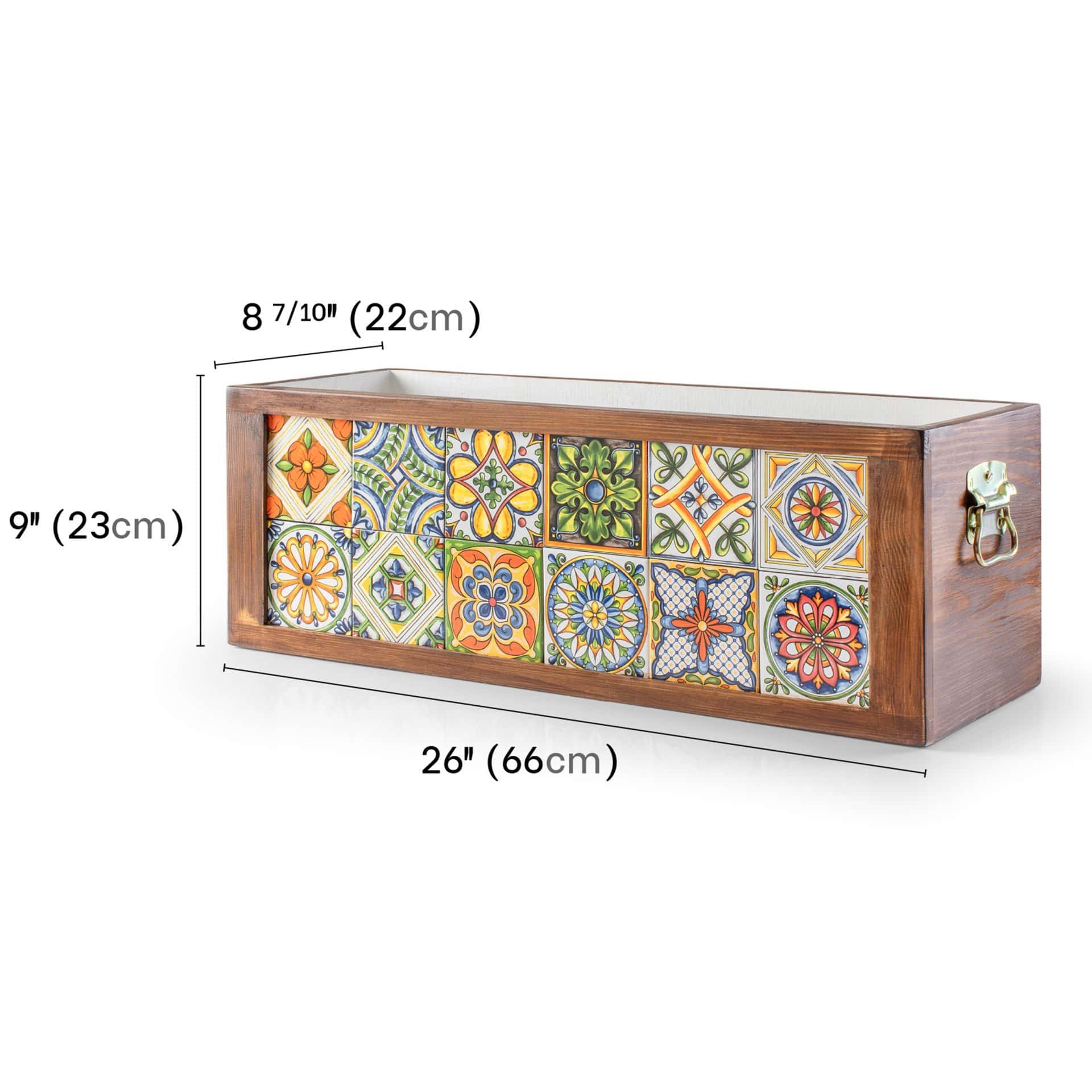 Mexican Tiled Wooden Flower Pot-6x2 Tiled