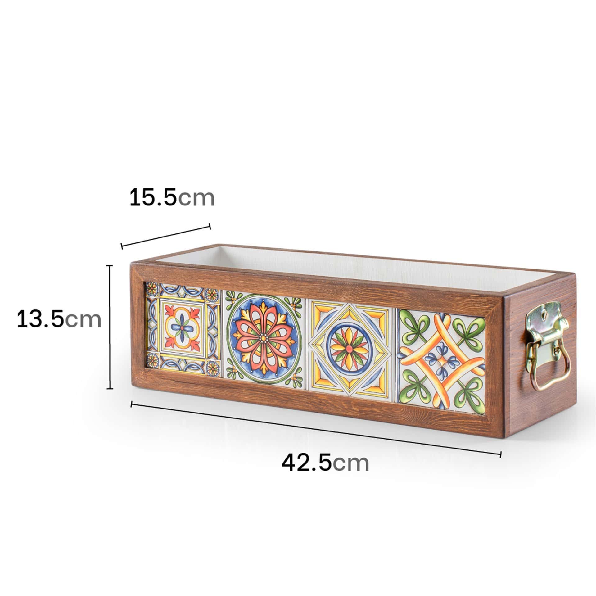Mexican Tiled Wooden Flower Pot-4 Tiles