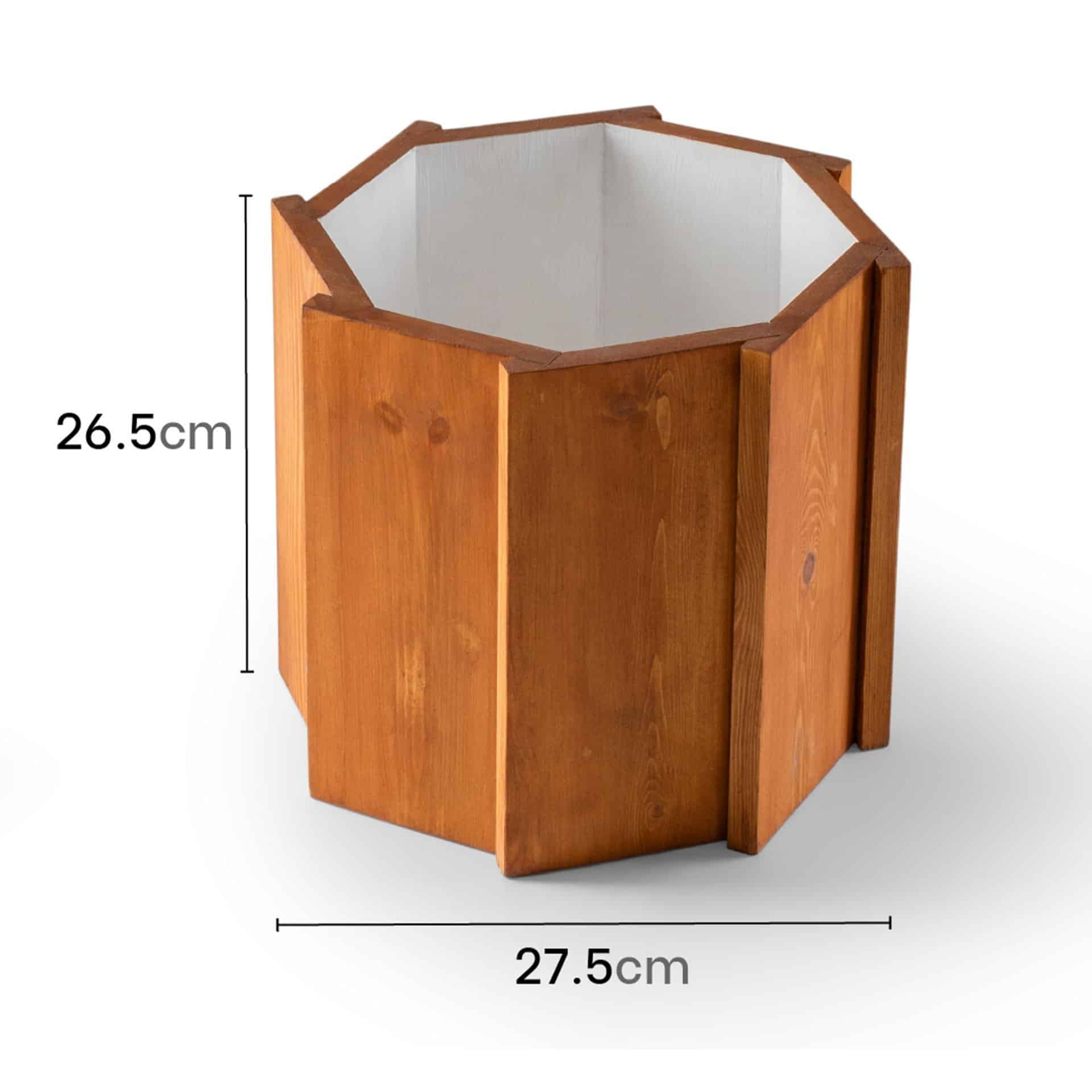 Handmade Wooden Large Octagonal Decorative Modern Quality Garden Balcony Flower Pot - Light Brown