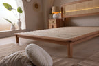 Wooden Bedstead and Hazeran Headboard, Oak