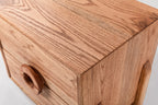 Oak Two-Drawer Nightstand with Round Handle Detail
