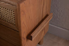 Oak Single Drawer and Cabinet Nightstand with Hazeran Cover Detail