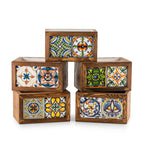 Mexican Tiled Wooden Flower Pot-2 Tiles