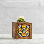 Mexican Tiled Wooden Flower Pot-1 Tiled