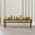 Handmade Standing 10 Tile Decorative Modern Wooden Rectangular Garden Balcony Flowerpot Planter Holder