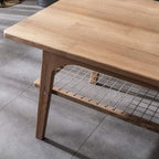Handmade Oak Coffee Table with Natural Wood Shelves
