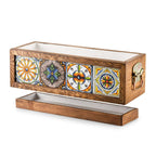 Mexican Tiled Wooden Flower Pot-4 Tiles
