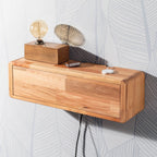 Natural Beech Light Brown, Wooden Decorative Design Wall Shelf Organizer with Cover Library Bookcase Bathroom and Kitchen - Light Color