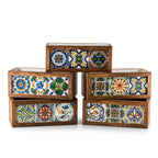 Mexican Tiled Wooden Flower Pot-3 Tiles