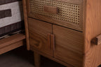 Oak Single Drawer and Cabinet Nightstand with Hazeran Cover Detail