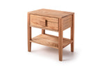 Oak Single Drawer and Shelf Nightstand with Square Handle Detail