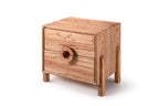 Oak Two-Drawer Nightstand with Round Handle Detail