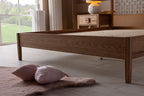 Wooden Bedstead and Braided Leather Headboard, Oak