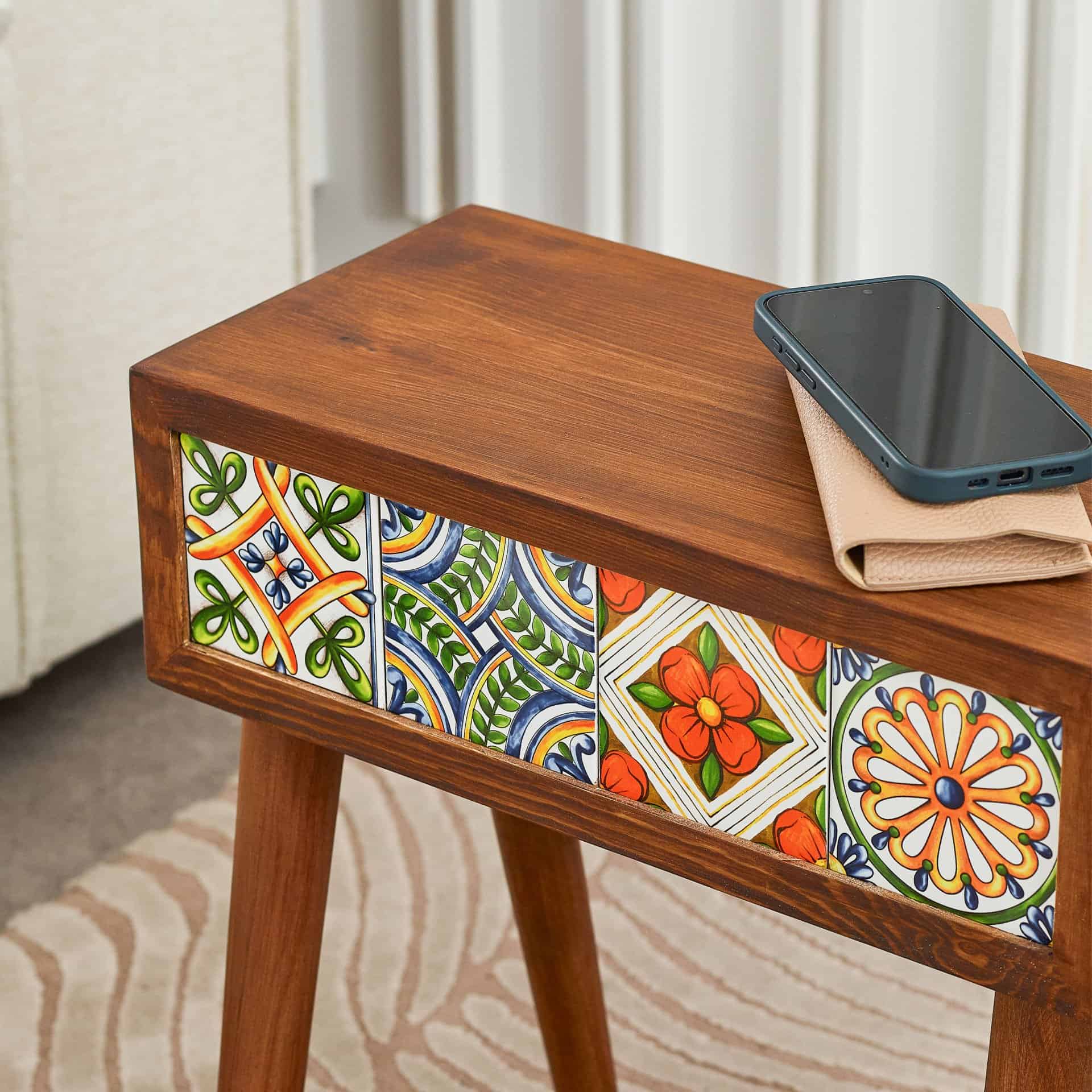Handmade Mexican Tile Coffee Table-Wooden Stand