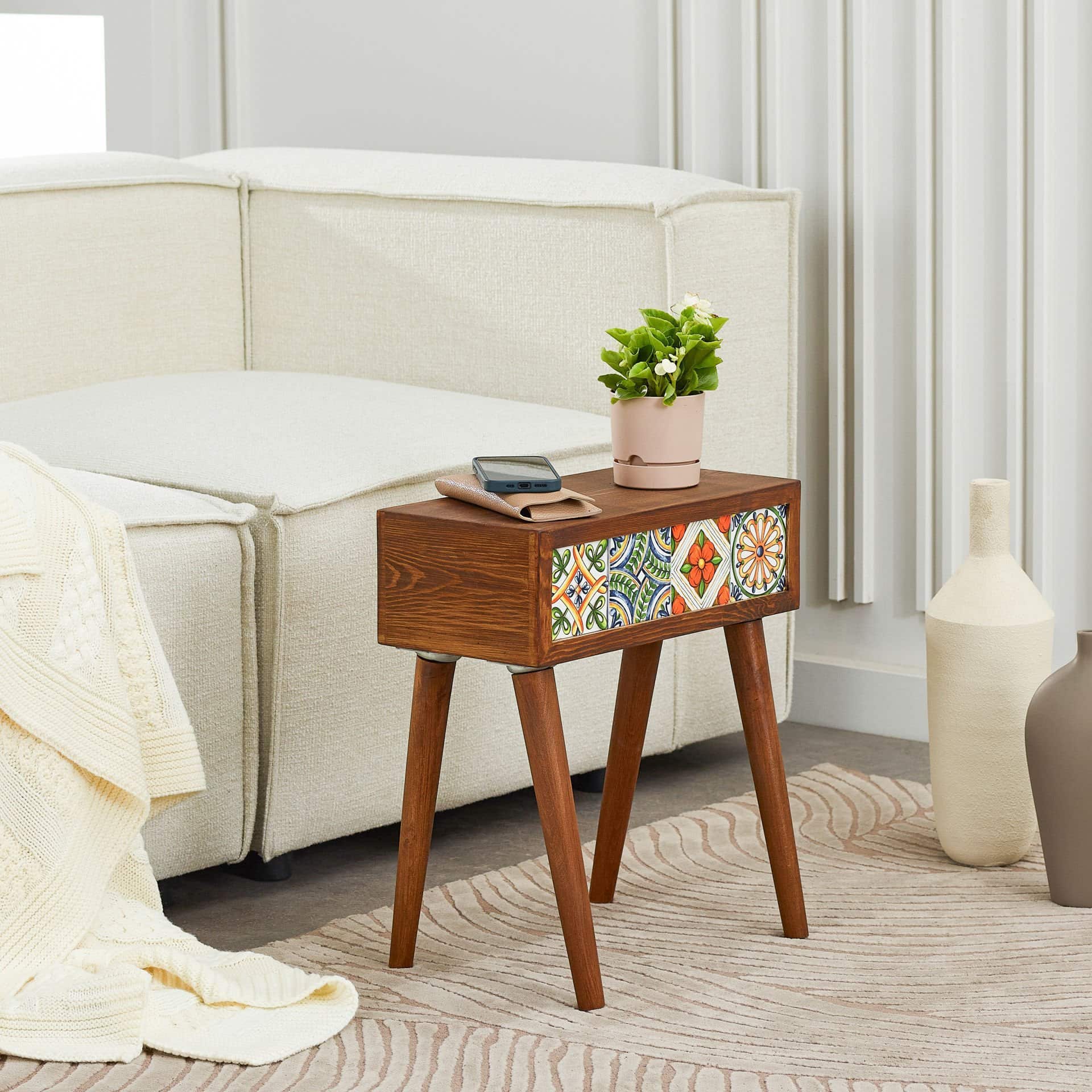 Handmade Mexican Tile Coffee Table-Wooden Stand