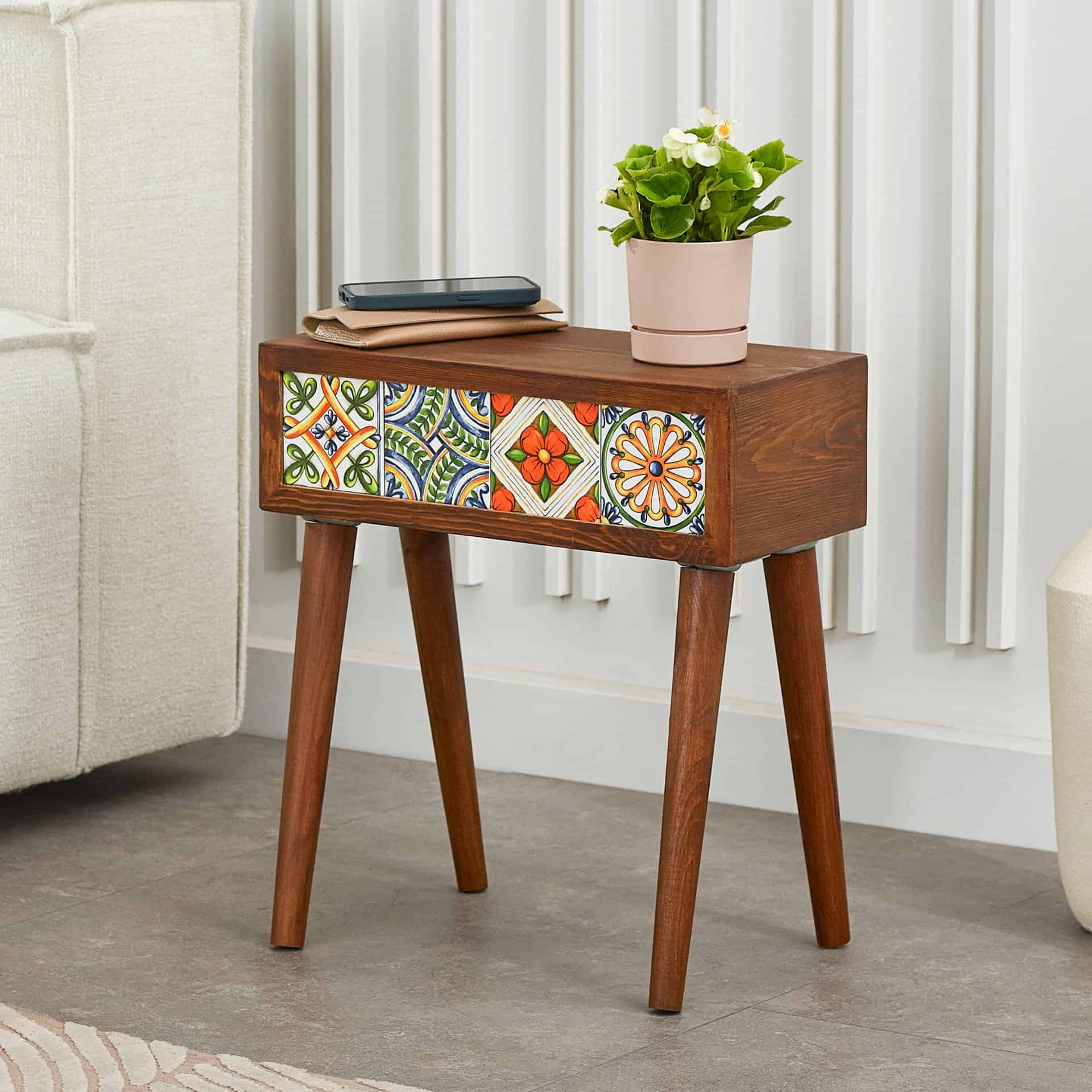 Handmade Mexican Tile Coffee Table-Wooden Stand