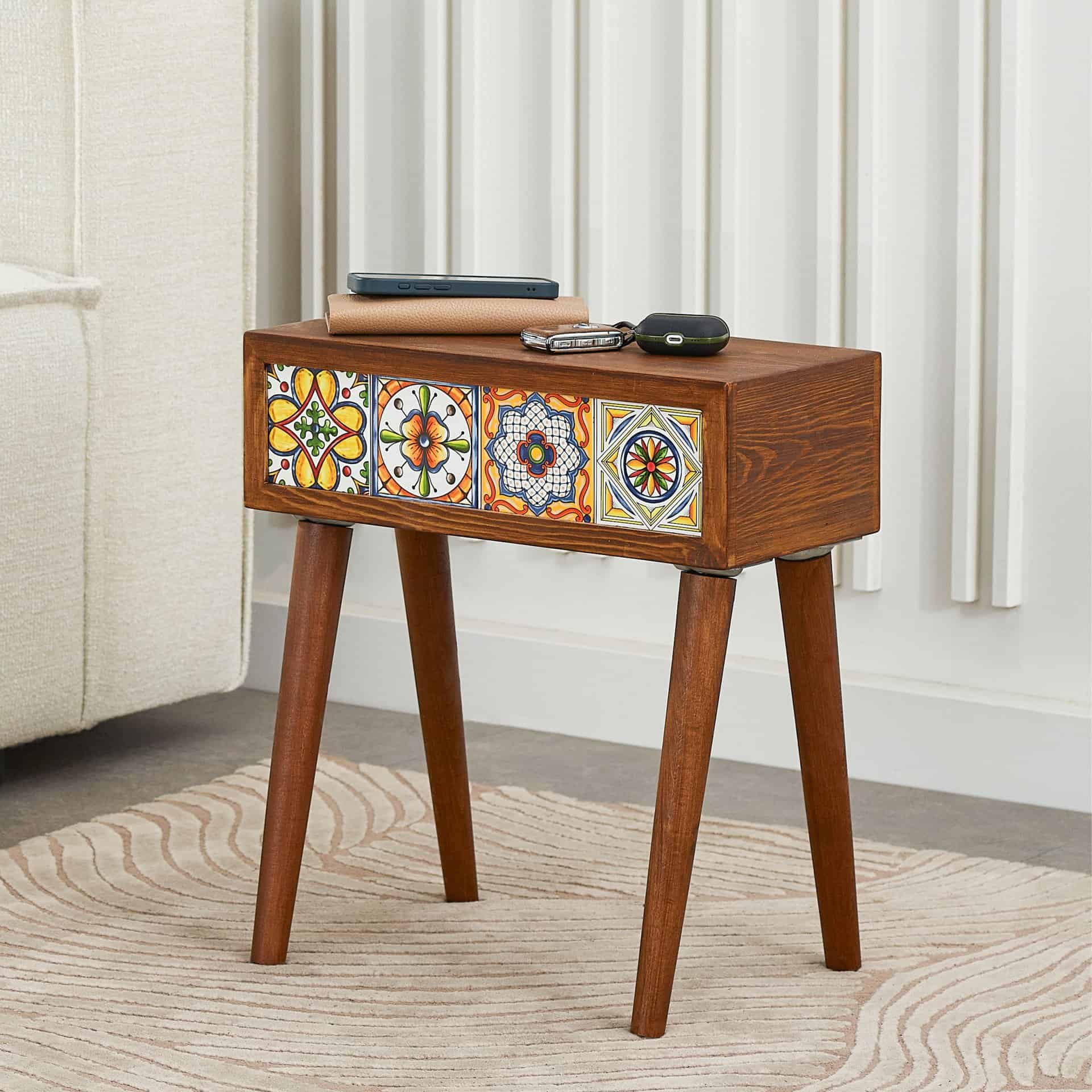 Handmade Mexican Tile Coffee Table-Wooden Stand