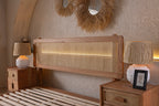 Wooden Bedstead and Hazeran Headboard, Oak