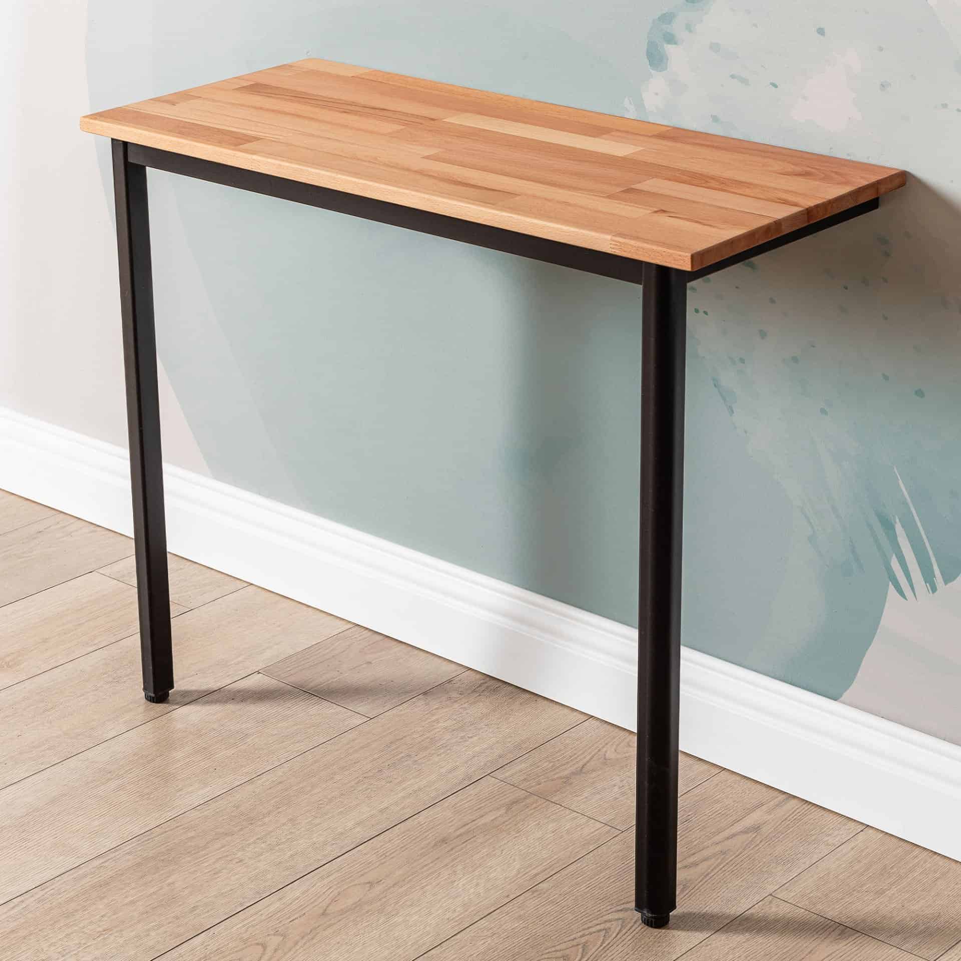 Handmade Natural Beech Wall Mounted Table with Support Legs - Open