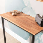 Handmade Natural Beech Wall Mounted Table with Support Legs - Dark 