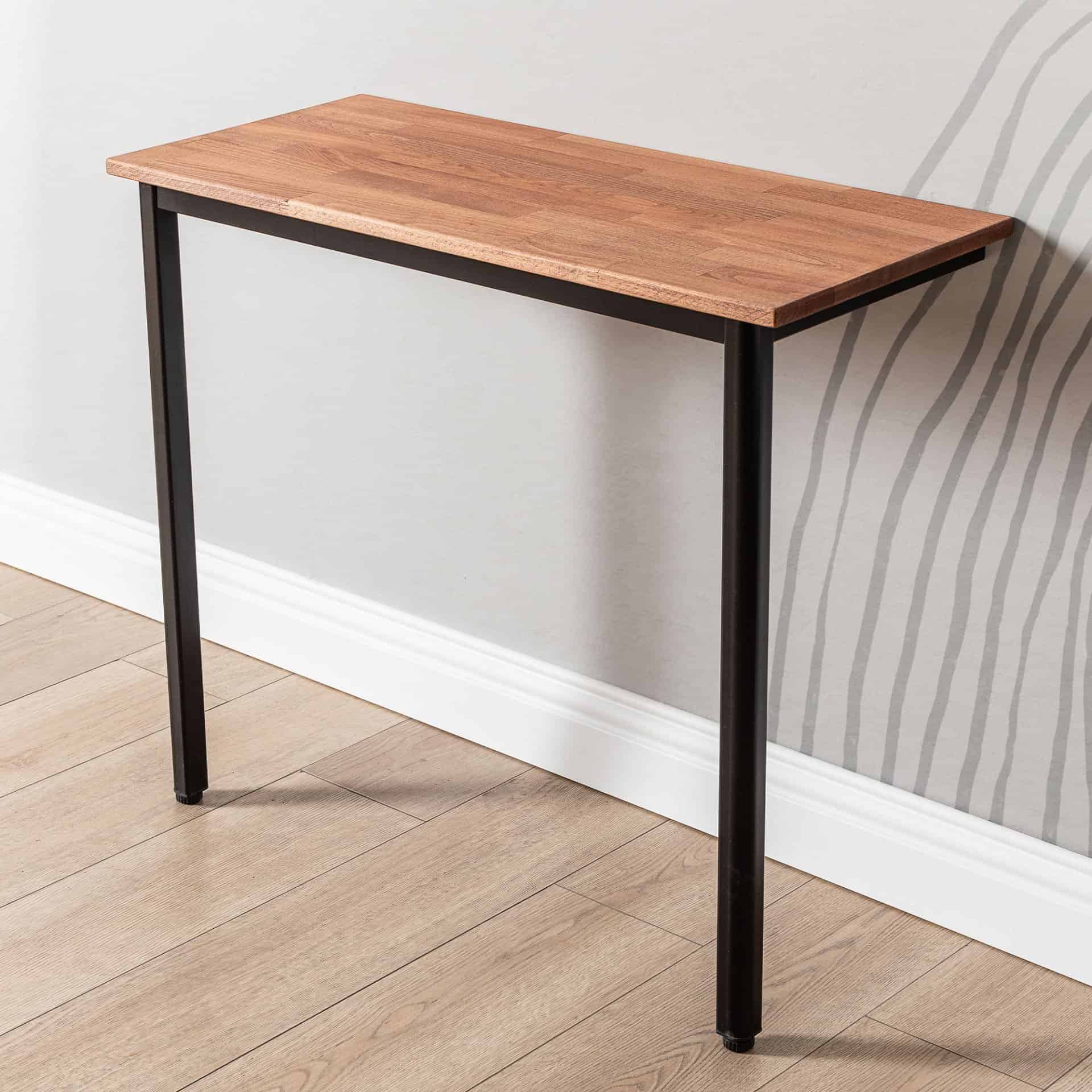 Handmade Natural Beech Wall Mounted Table with Support Legs - Dark 