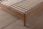 Wooden Bedstead and Fabric Headboard, Oak