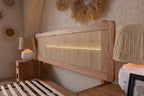 Wooden Bedstead and Hazeran Headboard, Oak