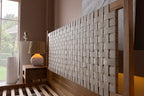 Wooden Bedstead and Braided Leather Headboard, Oak