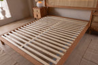 Wooden Bedstead and Hazeran Headboard, Oak