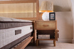 Oak Single Drawer and Cabinet Nightstand with Hazeran Cover Detail