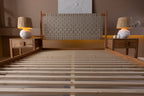 Wooden Bedstead and Braided Leather Headboard, Oak