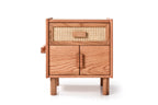 Oak Single Drawer and Cabinet Nightstand with Hazeran Cover Detail