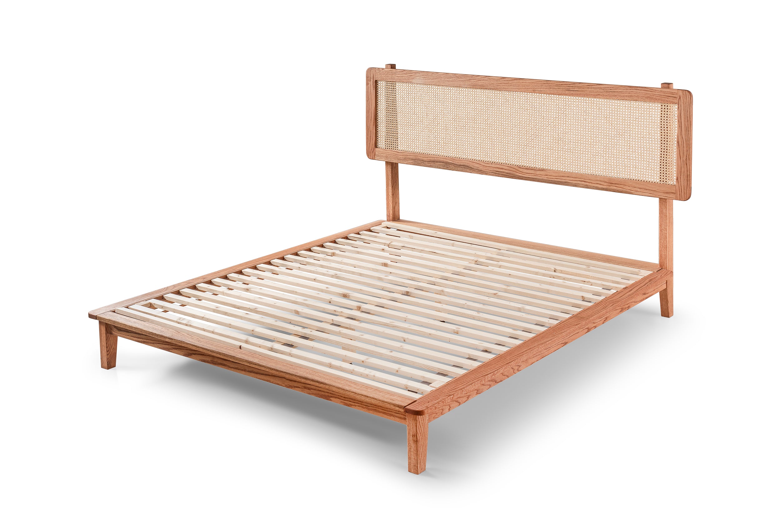 Wooden Bedstead and Hazeran Headboard, Oak