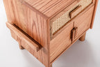 Oak Single Drawer and Cabinet Nightstand with Hazeran Cover Detail