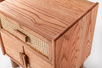 Oak Single Drawer and Cabinet Nightstand with Hazeran Cover Detail