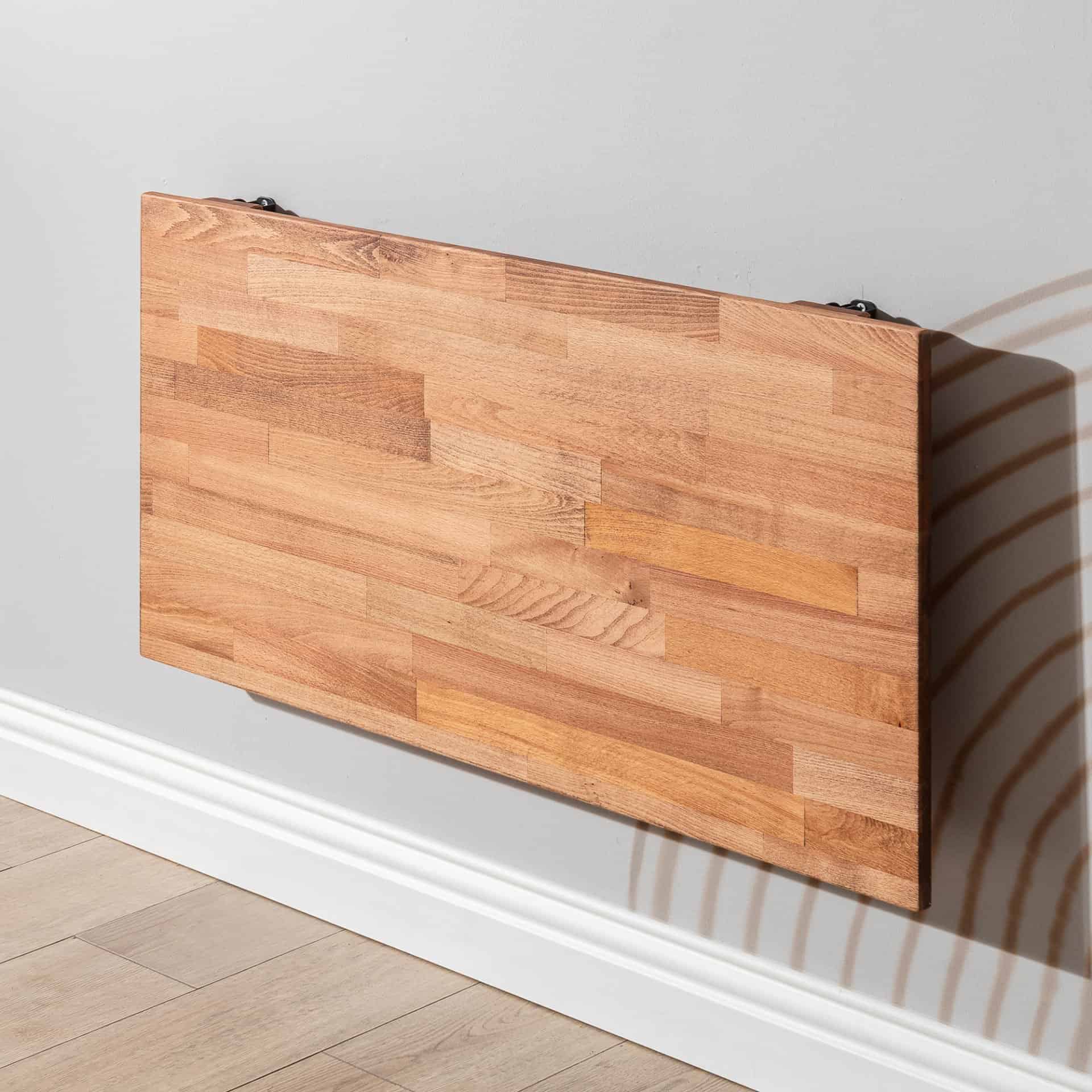 Handmade Beech Wall Mounted Folding Table Kitchen Balcony Table Laptop Desk, Dark Brown